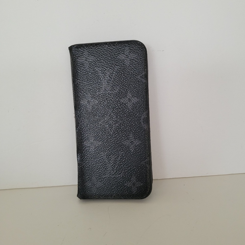 Louis Vuitton Monogram Eclipse iPhone X XS Folio Case Black Grey M63446 BC0121